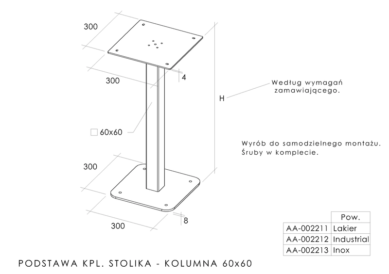 Podstawa stolika kolumna 60x60