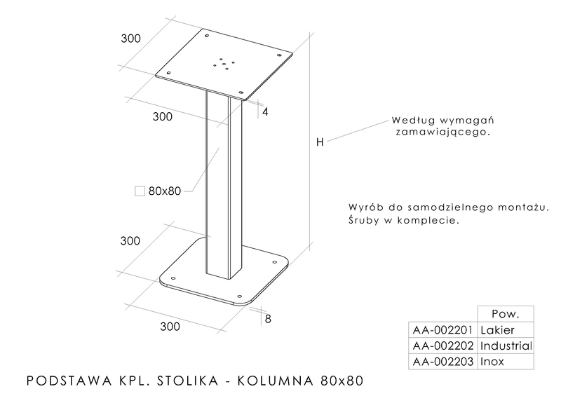 Podstawa stolika kolumna 80x80